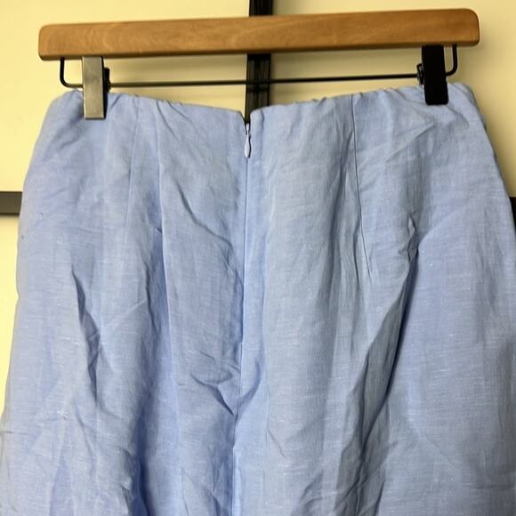 NWT & Other Stories Asymmetric Pleated Midi Skirt in Mid Blue Size 10 - Picture 8 of 9